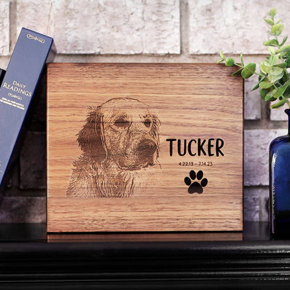 Black Walnut Wood Pet Urn with Custom Photo Engraving